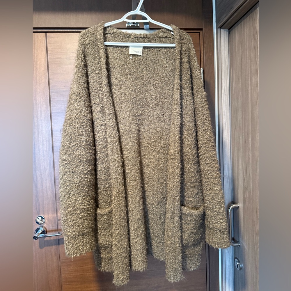 Wilfred Free Boucle Mohair/Wool Cardigan, Brown - Picture 2 of 5